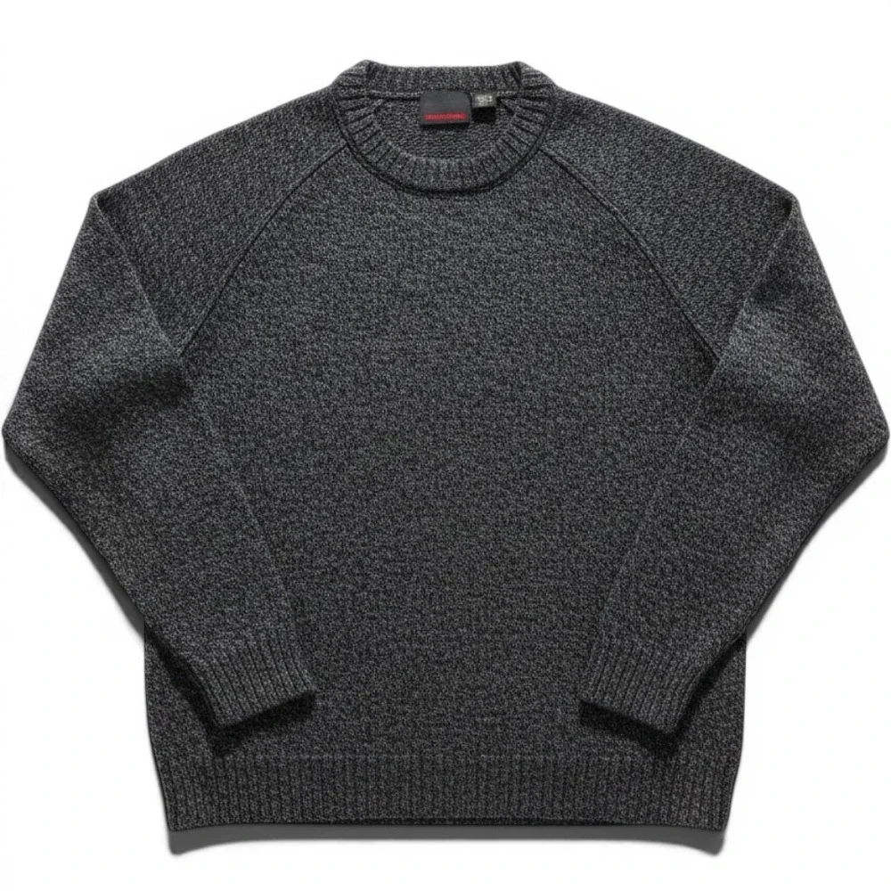 Quiksilver Sweater Mens XL Gray Knit Crewneck Pullover Logo Raglan Warm